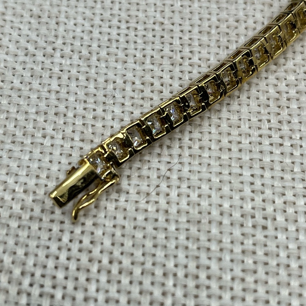 Vintage 90s Vermeil Gold Over Sterling Silver CZ Tennis Bracelet 7.25" Estate - Picture 12 of 17